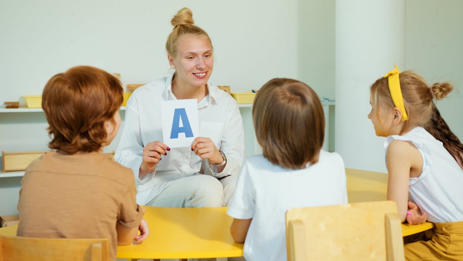 Happy children learning activities daycare